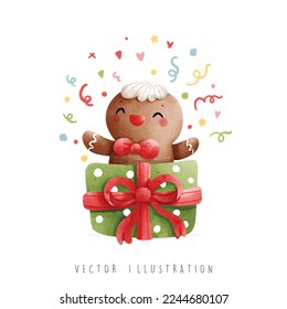 Christmas gingerbread man, Christmas vector illustration
