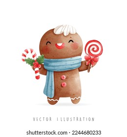 Christmas gingerbread man, Christmas vector illustration