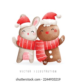 Christmas gingerbread man, Christmas vector illustration