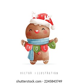 Christmas gingerbread man, Christmas vector illustration