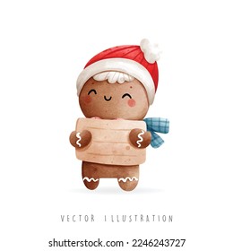 Hombre de pan de jengibre de Navidad, ilustración vectorial de Navidad