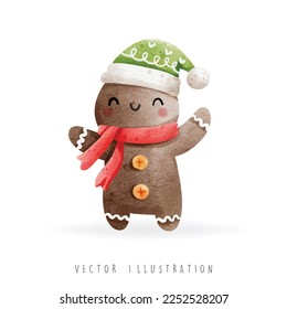 Hombre de pan de jengibre de Navidad, ilustración vectorial de Navidad