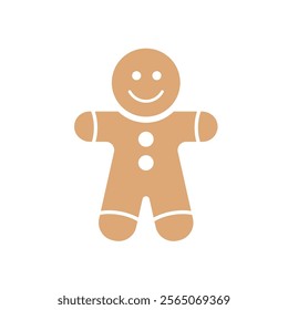 Christmas gingerbread man vector illustration. Cute baked cookie character isolated on white background. Homemade sweets and biscuits