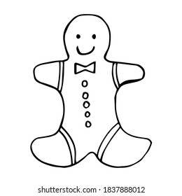 Christmas gingerbread man. Vector stock illustration. Clip art isolated on white background.