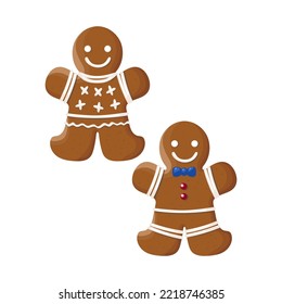 Christmas gingerbread men. Cookies for the new year.Vector color illustration.