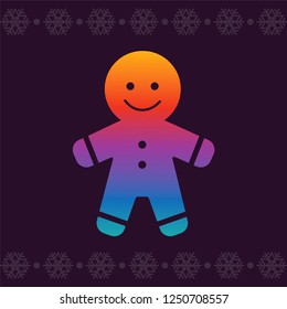 Christmas gingerbread. Modern colors. Line art vector icon in bright novelty gradients for apps and websites. Bright Greeting Card
