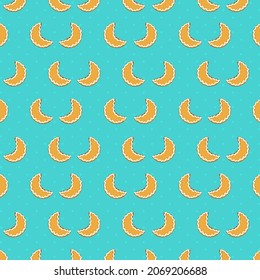 Christmas gingerbread moon cookies pattern. Vector illustration background.