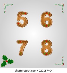 Christmas gingerbread numbers from 5 to 8