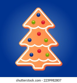Christmas gingerbread on a colored background. New Year and Christmas, pattern, illustration.