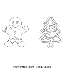 Christmas Gingerbread Outline Icon Vector