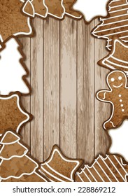 Christmas gingerbread picture and text frame vector illustration