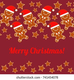 Christmas Gingerbread. Seamless background. Gingerbread pattern. Cute cartoon Gingerbread. Textile rapport.