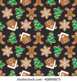 Christmas Gingerbread Seamless Pattern