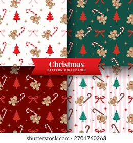 Navidades de pan de jengibre sin patrón de Ilustración vectorial de colección