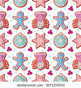 Christmas Gingerbread seamless pattern. Vector illustration