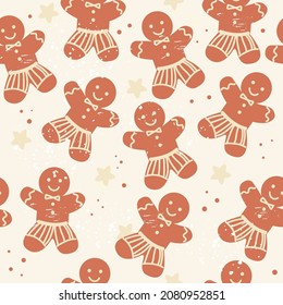 Christmas gingerbread seamless pattern. Vector illustration