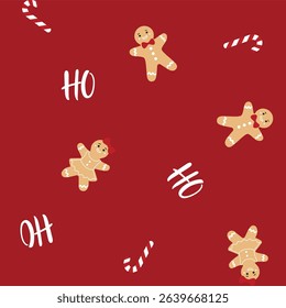Christmas Gingerbread Seamless Vector Pattern 