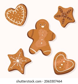 christmas gingerbread set vector illustration