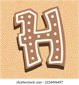 Pan de jengibre de Navidad en forma de letra H con doodle de glicería blanca
