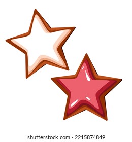 Christmas gingerbread in the shape of a star. Ginger cookies. Elements of New Year's design.
The symbol of Christmas.