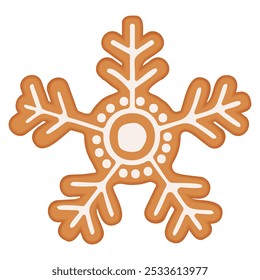 Christmas gingerbread snowflake with glazed design