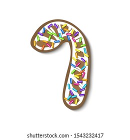Christmas gingerbread sprinkles grainy. Sweet confetti on white chocolate glaze and Christmas gingerbread. Vector Illustration for holiday designs, party, birthday, invitation.