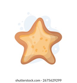 Biscoito de estrela de gengibre de Natal isolado no fundo branco. Ilustração vetorial bonito em estilo cartoon, design cartão festivo.Bolos cozidos tradicionais e bolachas. 