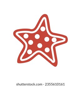 Christmas gingerbread star. New Year s dessert. Sweets for Christmas. Vector, flat style