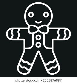 Christmas gingerbread vector icon isolated on a black background.