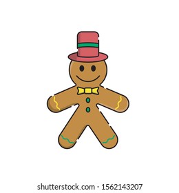 Christmas Gingerbread vector illustration isolated on white background. Cute, Funny Gingerbread in trendy flat design style. Christmas Gingerbread vector icon modern and simple flat symbol for graphic