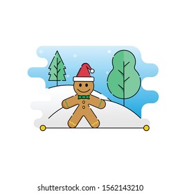 Christmas Gingerbread vector illustration isolated on white background. Cute, Funny Gingerbread in trendy flat design style. Christmas Gingerbread vector icon modern and simple flat symbol for graphic