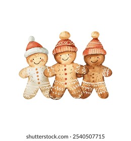 christmas gingerbread vector illustration in watercolor style