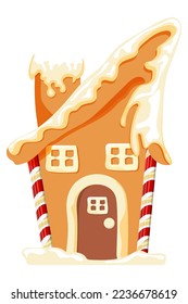 Christmas gingerbread, winter holiday food. Vector graphics