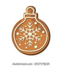 Christmas gingerbread and winter homemade sweets Ginger Christmas tree ball on white background Vector illustration