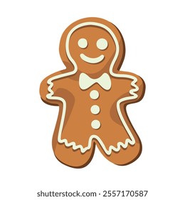 Christmas gingerbread and winter homemade sweets Ginger Man on white background Vector illustration