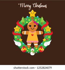 Christmas Gingerbread with wreath, Flat Design Style Eps 10. 6