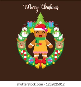 Christmas Gingerbread with wreath, Flat Design Style Eps 10. 10