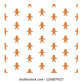 Christmas gingerbreadman on white background. Seamless pattern
