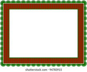 Christmas Gingham Frame - Christmas gingham patterned frame with scalloped border