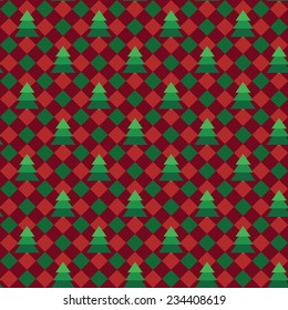 Christmas gingham or plaid fabric vector seamless pattern