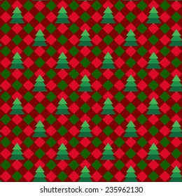 Christmas gingham or plaid fabric vector seamless pattern