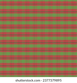Christmas gingham seamless pattern.Checkered tartan plaid with twill weave repeat pattern in green and red . Geometric vector illustration background design for fabric and print.