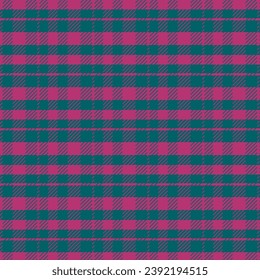 Patrón inquebrantable de gingham de Navidad.Tartan de manto a cuadros con tino repetido en verde y rosa. Diseño de fondo de ilustración vectorial geométrica para tejido e impresión.