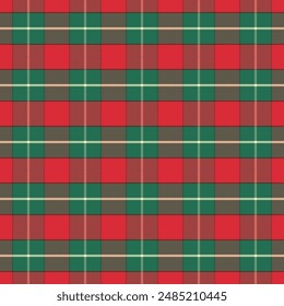 Christmas gingham seamless pattern.Checkered tartan plaid with twill weave repeat pattern in green and red. Geometric graphic vector illustration background design for fabric and print. 