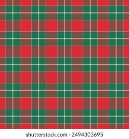Christmas gingham seamless pattern.Checkered tartan plaid with twill weave repeat pattern in green and red. Geometric graphic vector illustration background design for fabric and print. 