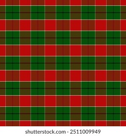 Patrón sin fisuras de Navidades gingham. Tartán a cuadros a cuadros con patrón de repetición de tejido de sarga en verde y rojo. Diseño de fondo de Ilustración vectorial gráfica geométrica para tela e impresión. 
