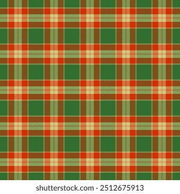 Natal gingham padrão sem emenda.Tartan xadrez xadrez com sarja tecer repete padrão em verde e vermelho. Projeto de fundo de ilustração de vetor gráfico geométrico para tecido e impressão. 