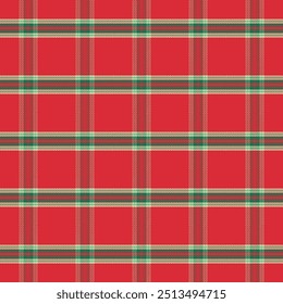 Christmas gingham seamless pattern.Checkered tartan plaid with twill weave repeat pattern in red and green. Geometric graphic vector illustration background design for fabric and print. 