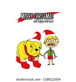 Christmas girl and dog