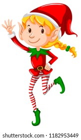 A christmas girl elf on white background illustration